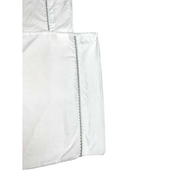 2 Microfiber Pillowcases Shams Solid White Gray Border Bedding Pair Standard - Picture 2 of 4